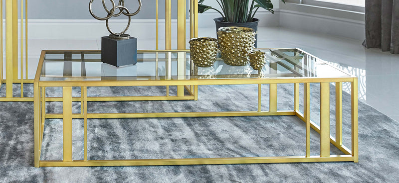 Adri Rectangular Glass Top Coffee Table Clear and Black Nickel