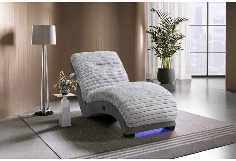 Dominic Nickel-Grey 36 Chaise With Usb