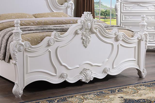 Francione E.King & Queen Bed White & Chrome