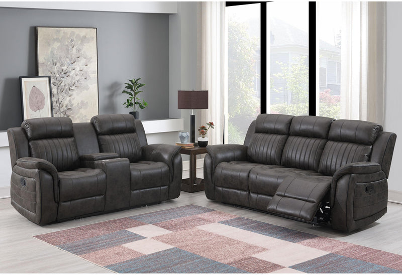 U8517 GREY RECLINING SOFA/CONSOLE RECLINING LOVESEAT