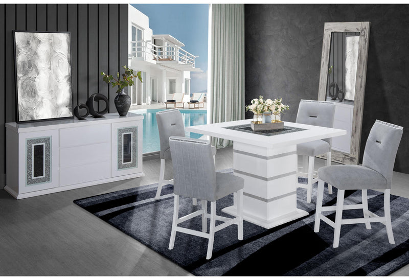 MONACO WHITE BAR TABLE + 6 MONACO BS-N