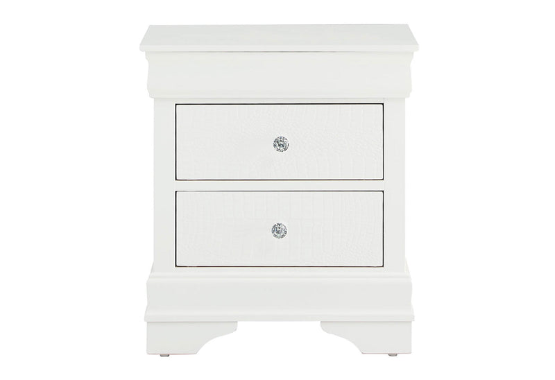 POMPEI METALLIC WHITE NIGHTSTAND