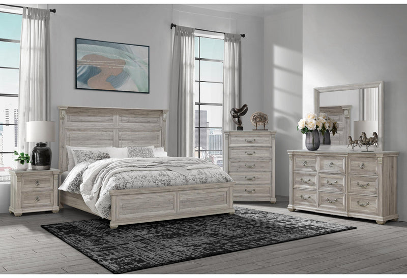 TATUM NATURAL QUEEN BED GROUP WITHOUT STORAGE