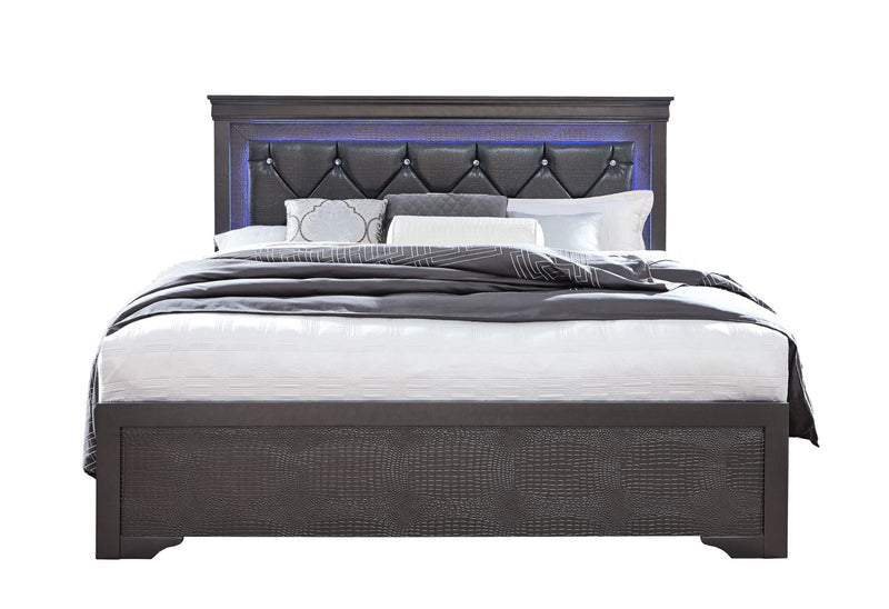 Pompei Metallic Grey Bed With Led