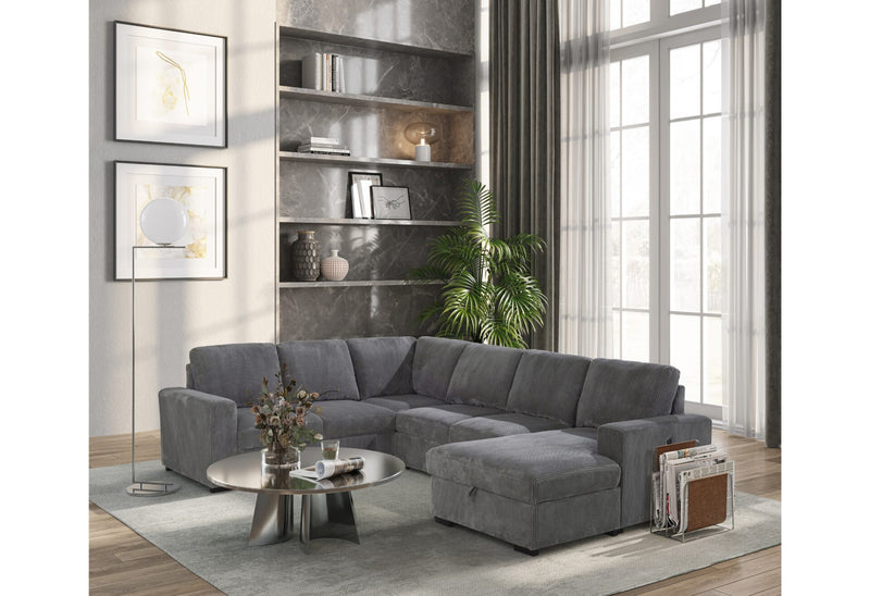 U2660 Grey Sectional With Pull Out