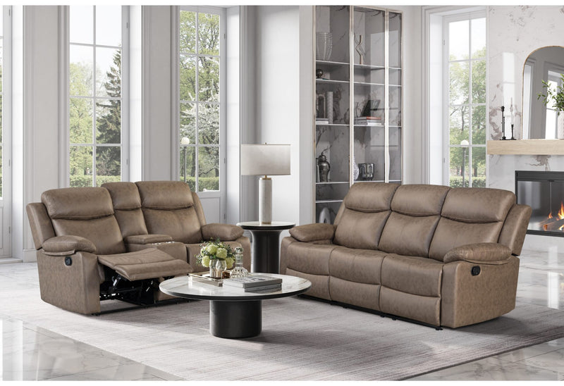 U6026 Brown Reclining Sofa-Reclining Console Loveseat