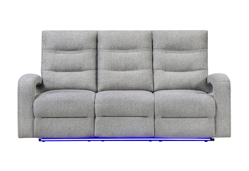 U6611 GREY 15 POWER RECLINING SOFA WITH LED