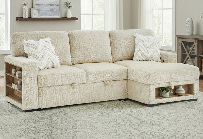 U0222 IVORY PULL OUT SOFA BED WITH SPEAKER AND 2 PILLOWS