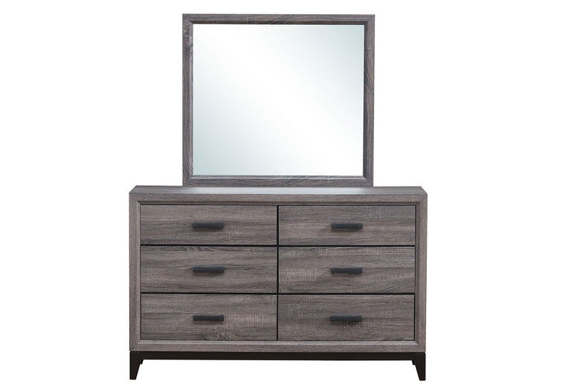 KATE FOIL GREY QUEEN BED, DRESSER, MIRROR, NIGHTSTAND