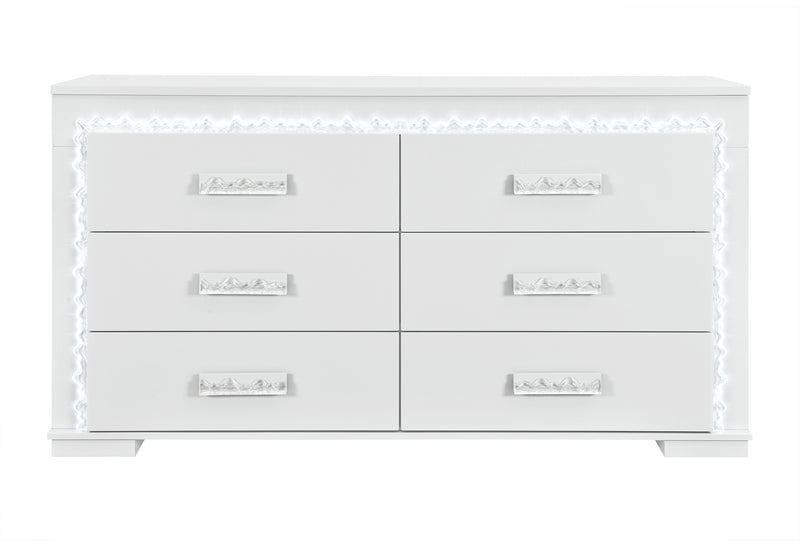 NAOMI SILVER MARBLE DRESSER WITH LED