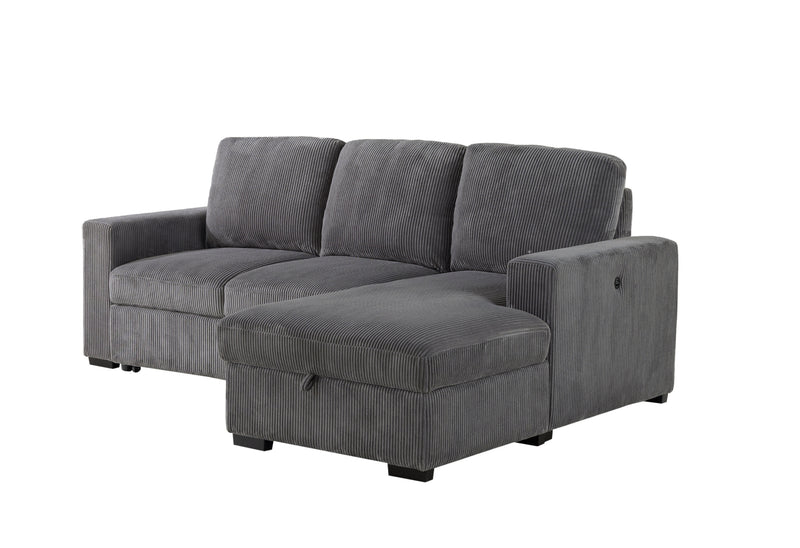 U2660 GREY L SOFA BED SECTIONAL WITH PULLOUT