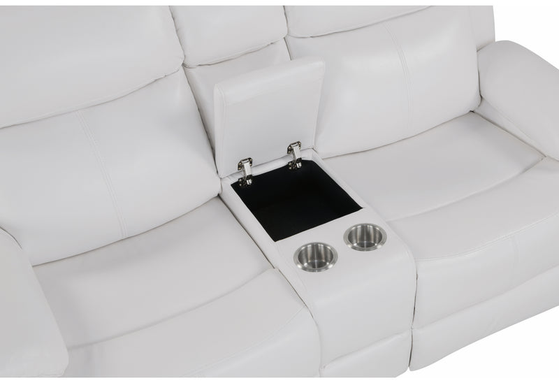 U6026 BLANCHE WHITE REC SOFA W/LED/CONS REC LS W/SPKR&LED/GR W/LED