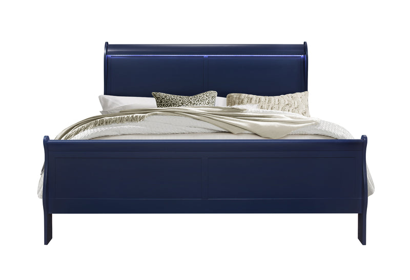 CHARLIE BLUE KING BED WITH LED, DRESSER, MIRROR, NIGHTSTAND