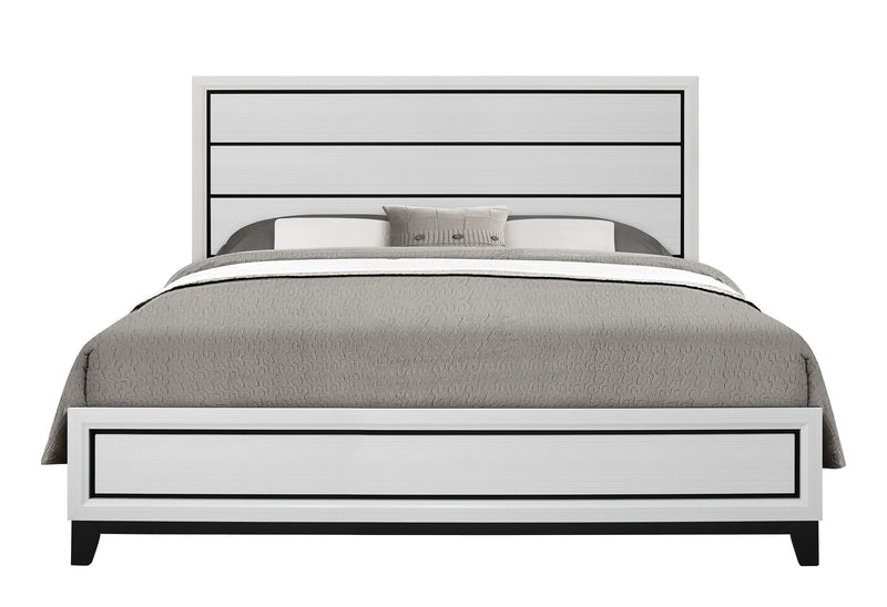 KATE WHITE KING BED, DRESSER, MIRROR AND NIGHTSTAND