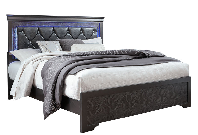 POMPEI METALLIC GREY FULL BED WITH LED
