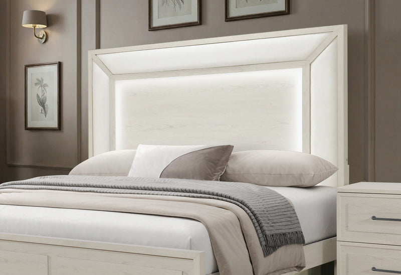 CLARA BEIGE KING BED WITH LED