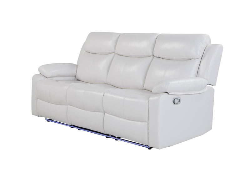 U6026 BLANCHE WHITE RECLINING SOFA WITH LED