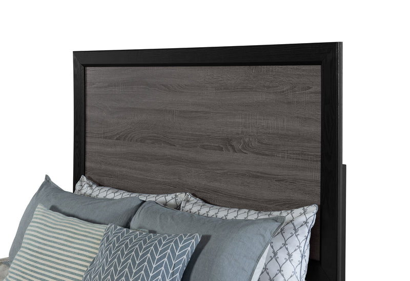 LISBON GREY/BLACK KING BED, DRESSER, MIRROR AND NIGHTSTAND