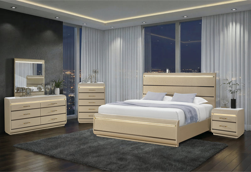 GENESIS GOLD KING BED WITH LED