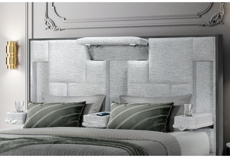 OSCAR GREY KING BED NO WOOD TRIM