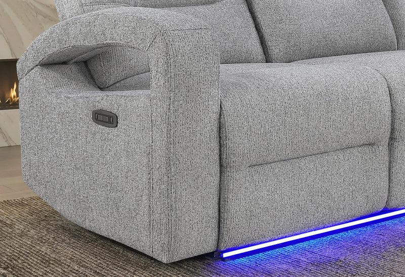 U6611 GREY 15 POWER RECLINING SOFA/POWER CONSOLE RECLINING LOVESEAT